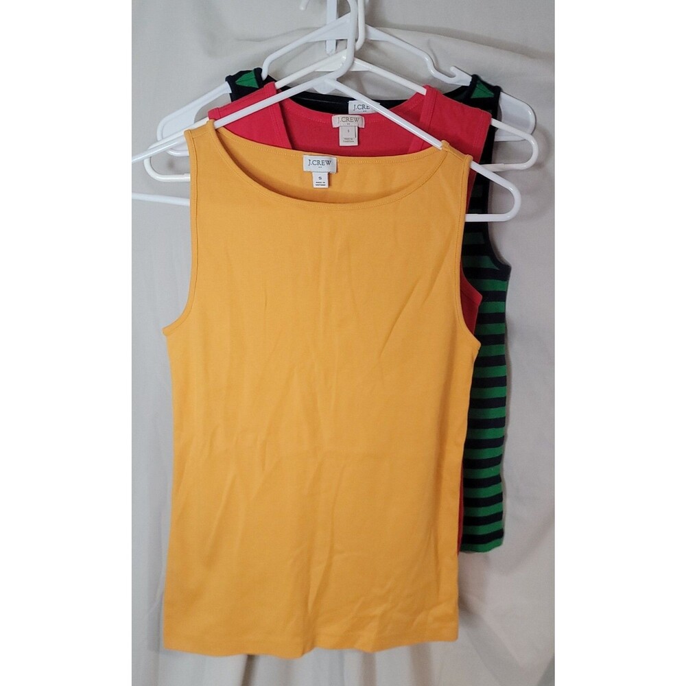 J.Crew Tank Tops Lot of 3 Size Small Sleeveless Knit Tops Yellow Striped Casual